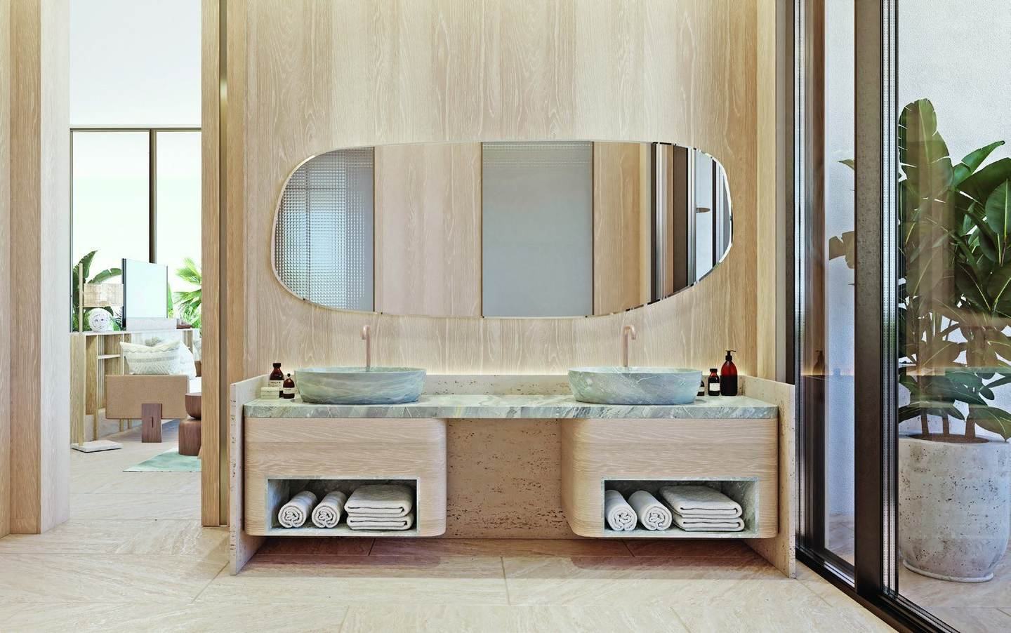 Baño con doble lavabo